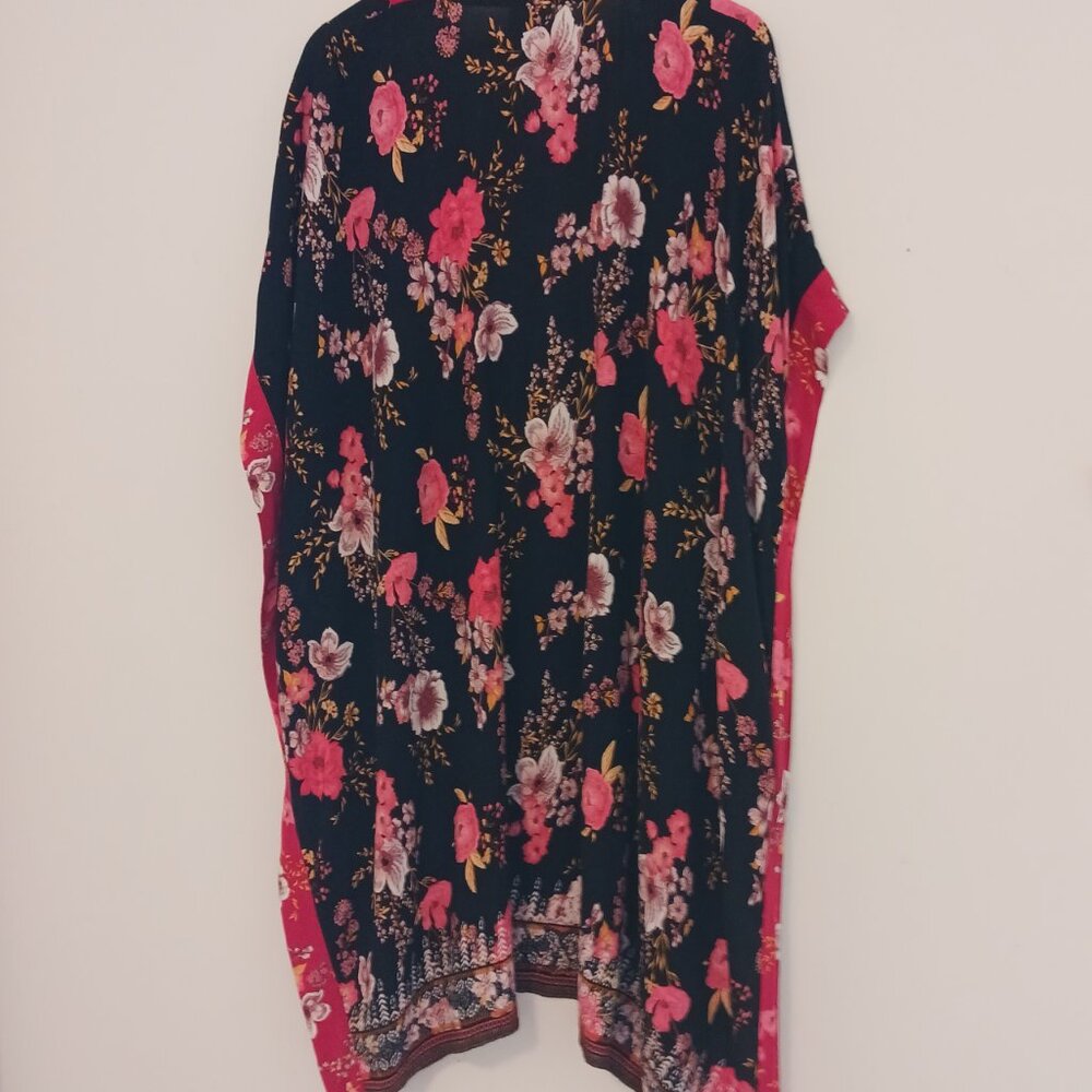 Knox Rose, Midi Bohemian Floral Open Front Kimono Size M/L, Boho, Cover Up, Wrap - Picture 7 of 16